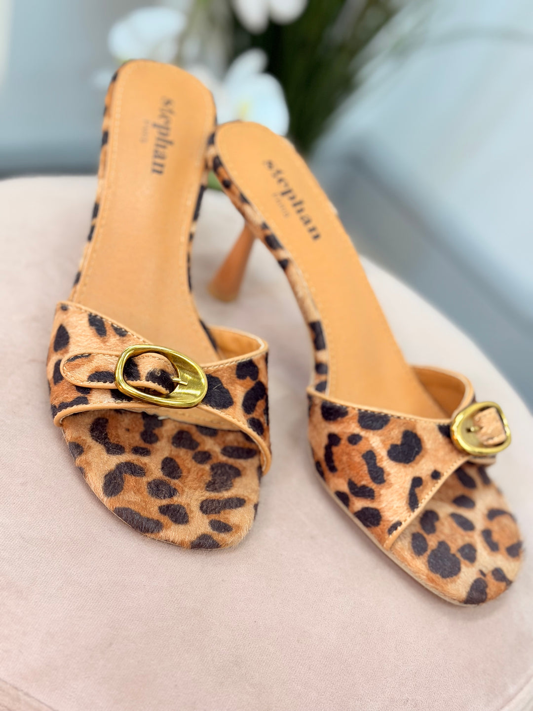 Ladies Fashion Leopard Print Mule Sandals