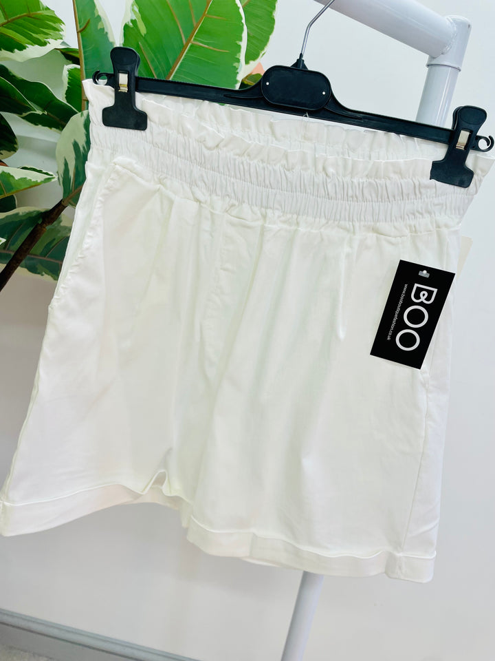 LADIES WOMENS STRETCH MAGIC SHORTS - YELLOW, BEIGE, KHAKI, BLACK & WHITE