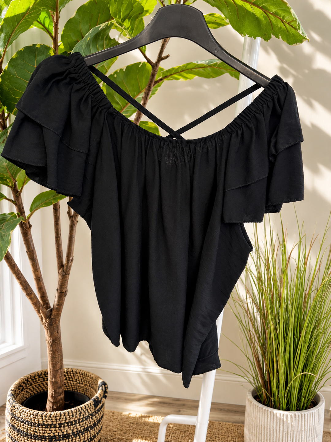 Ladies Short Sleeve Bardot Top - Lime, Black, White, Khaki, Brown, Mocha