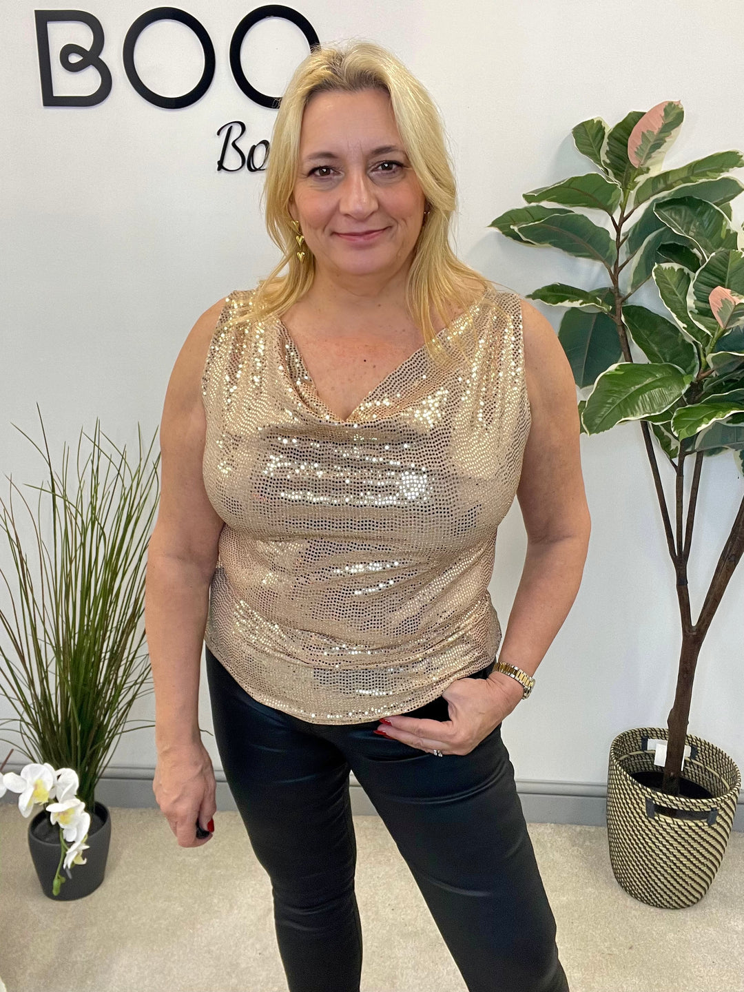 LADIES SEQUIN VEST TOP - BLACK, PURPLE, RED, GOLD, SILVER