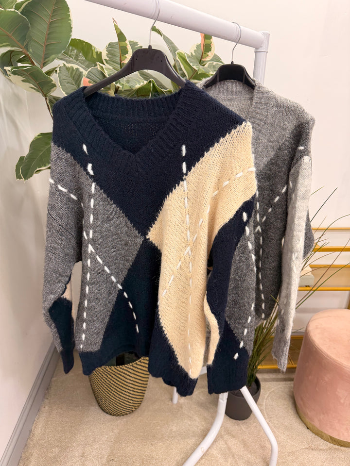 The SUZANNE diamond cricket jumper - 2 colours