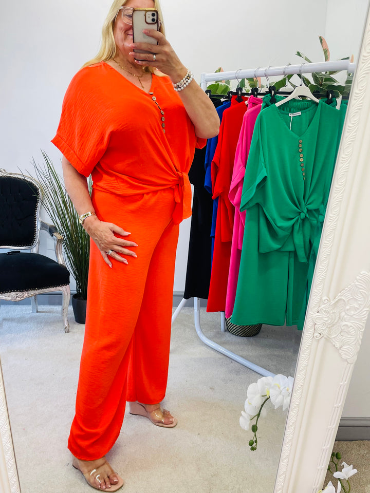 LADIES TROUSER CO ORD SET - BLACK, PINK, GREEN, BLUE, RED, ORANGE