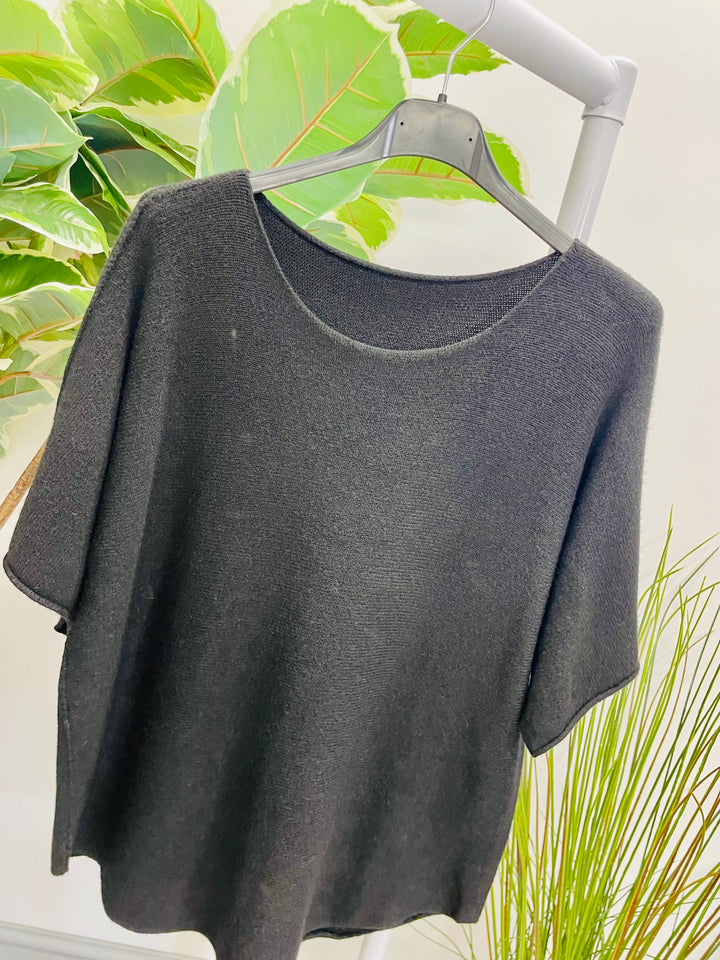 LADIES SOFT KNIT BATWING JUMPER - BLACK, KHAKI, BEIGE, WHITE, CAMEL, BROWN