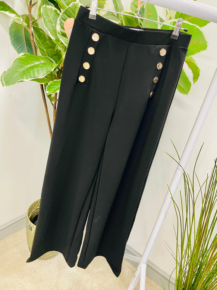 LADIES BLACK STRAIGHT LEG TROUSERS