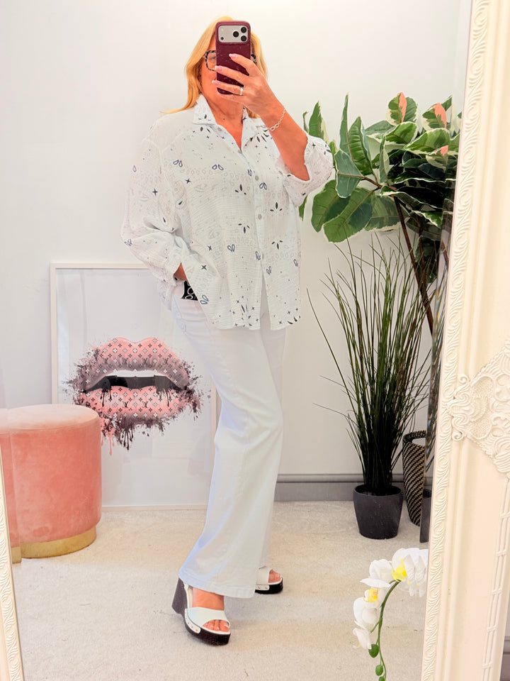 Ladies Cheesecloth Oversize Shirt - Pink, White, Blue