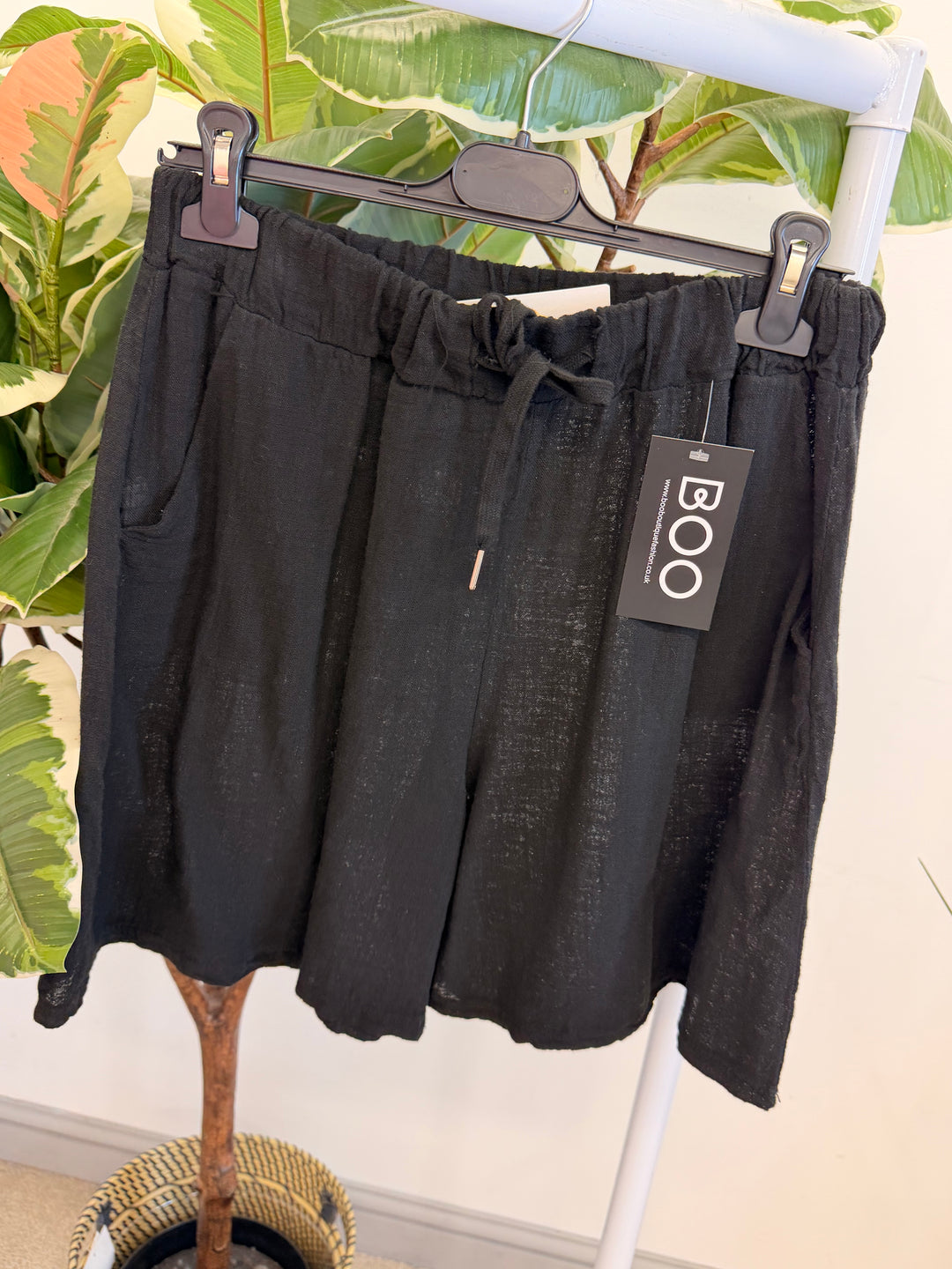 Ladies Linen Cotton Summer Shorts - Denim Blue, Pink, White & Black