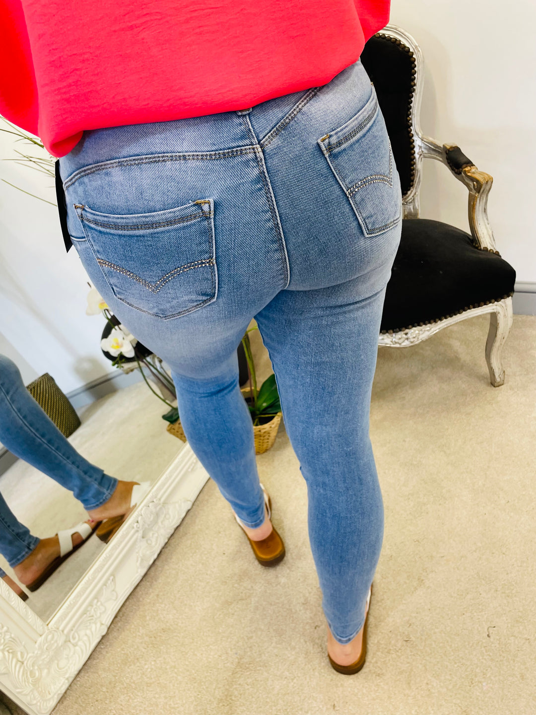 LADIES WOMENS BLUE SKINNY DENIM JEANS