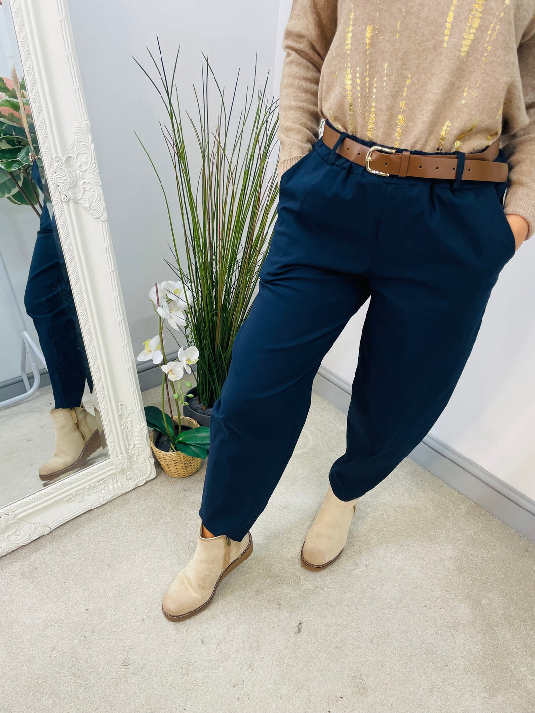 LADIES BALLOON LEG MAGIC TROUSERS - BLACK, NAVY, BEIGE, BROWN & KHAKI