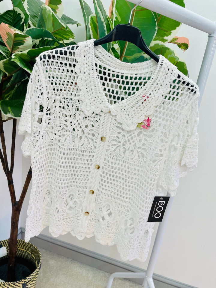 The SUSAN white crochet top