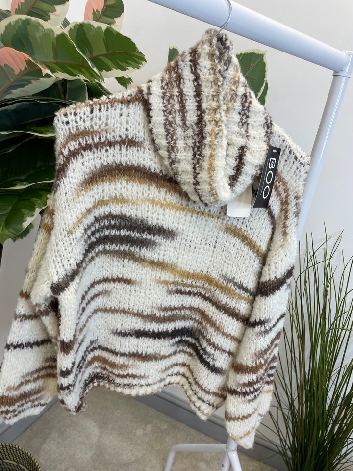 LADIES POPCORN KNIT CREAM ROLL NECK JUMPER