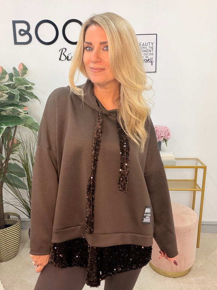 The PAULA scuba sequin hoodie top - 3 colours