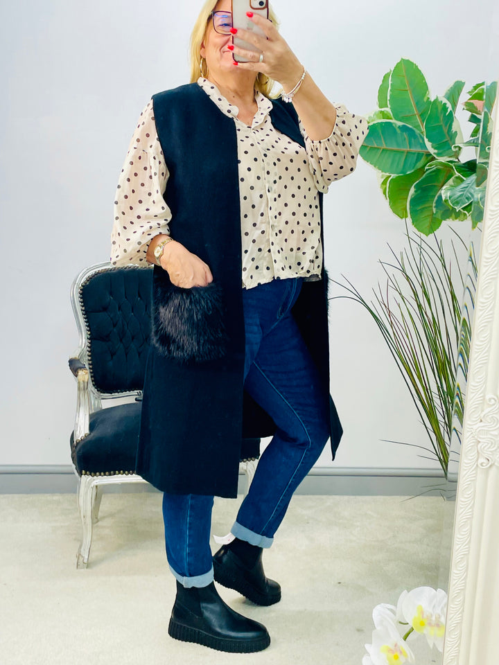 LADIES POLKA DOT LOOSE FIT BLOUSE TOP - BEIGE, BLACK & BROWN
