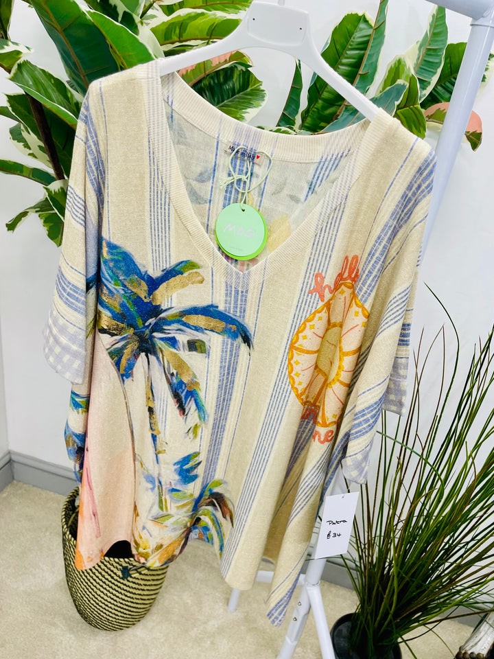 LADIES LOOSE FIT OVERSIZE LUREX SUMMER AMALFI TOP