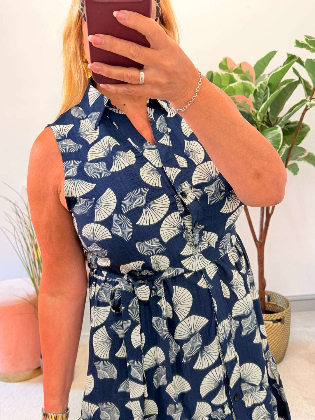 Ladies Fashion Navy & Cream Summer Day Dress