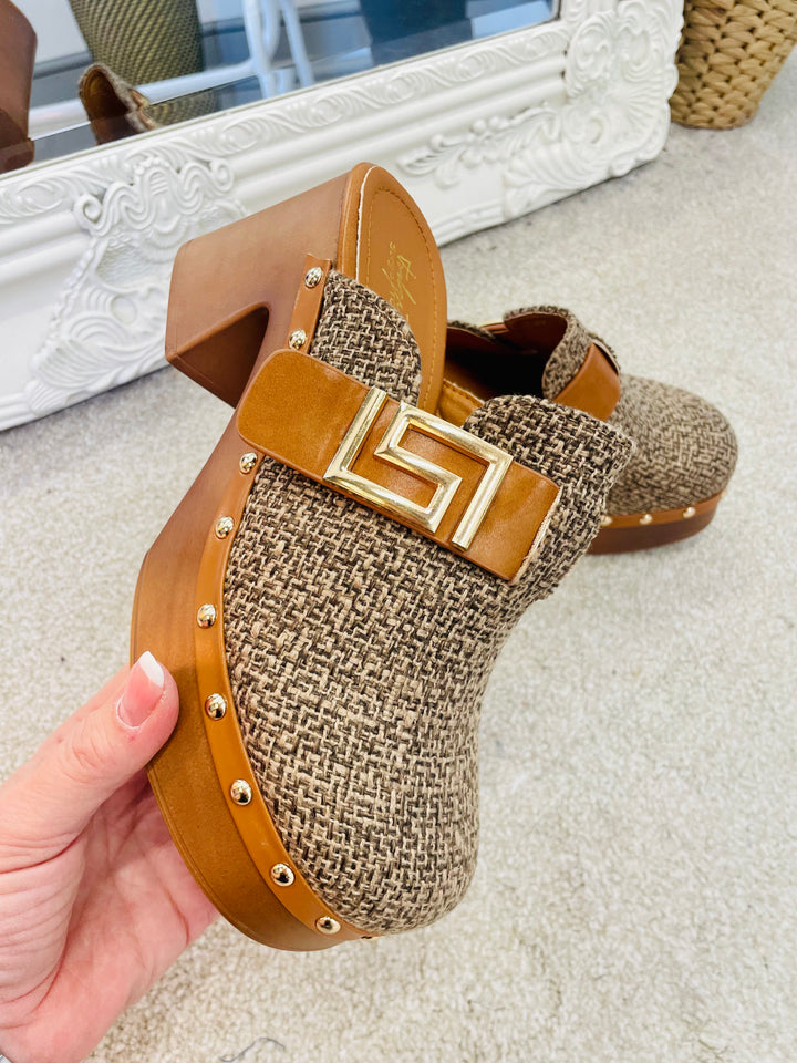 TWEED INSPIRED CLOG SHOES ( JU1588 ) - sizes 3 to 8