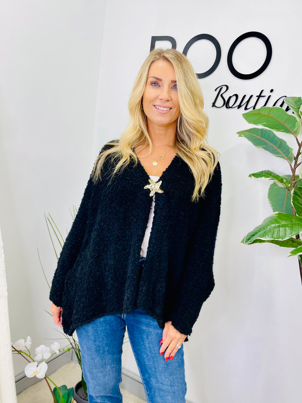 LADIES POPCORN KNIT CARDIGAN - BLACK, BURGUNDY, BROWN, BEIGE, BLUE & PINK