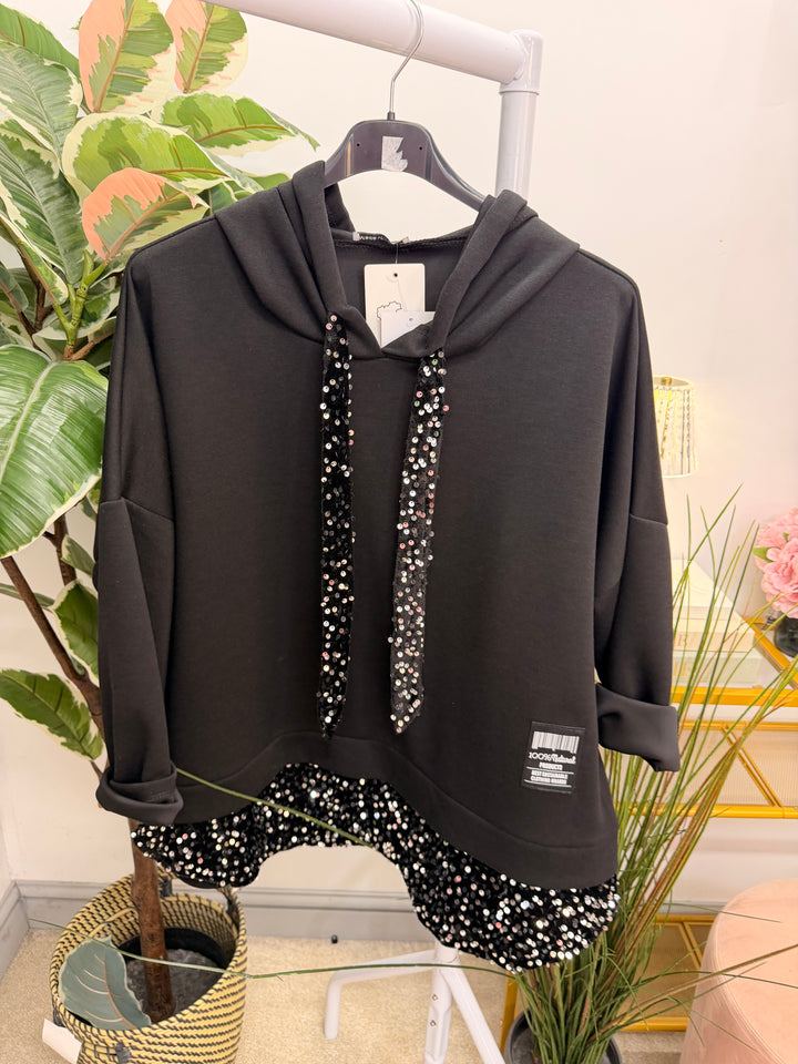 The PAULA scuba sequin hoodie top - 3 colours