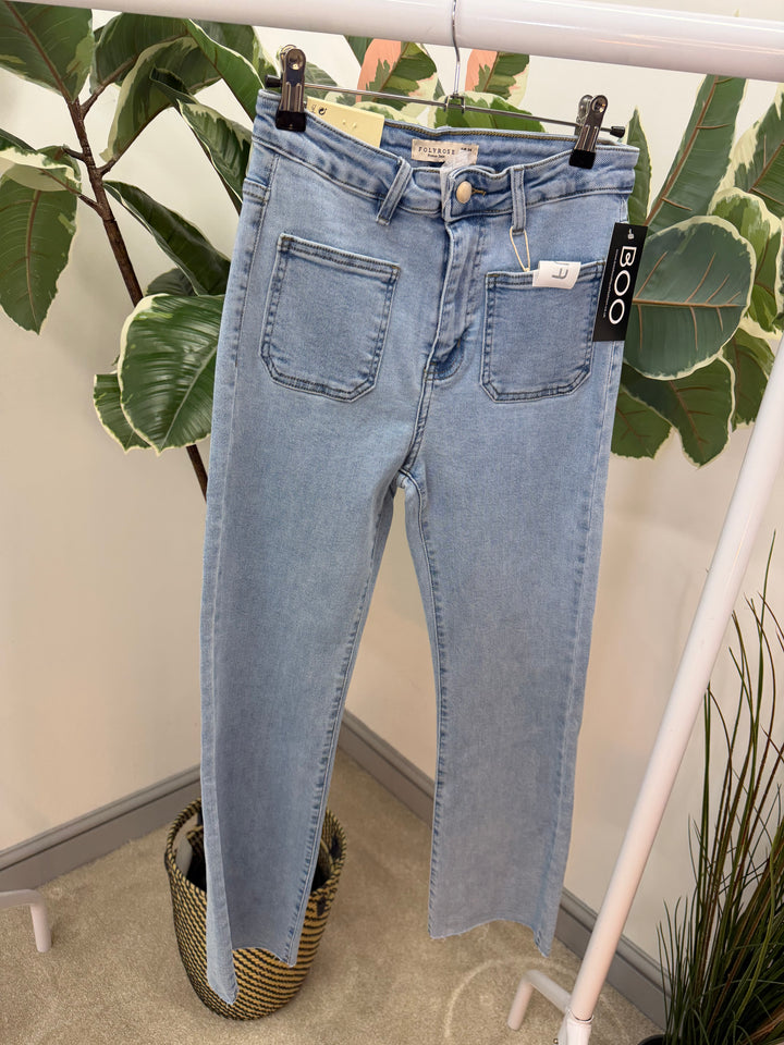 Ladies Fashion Blue Ankle Grazer Jeans