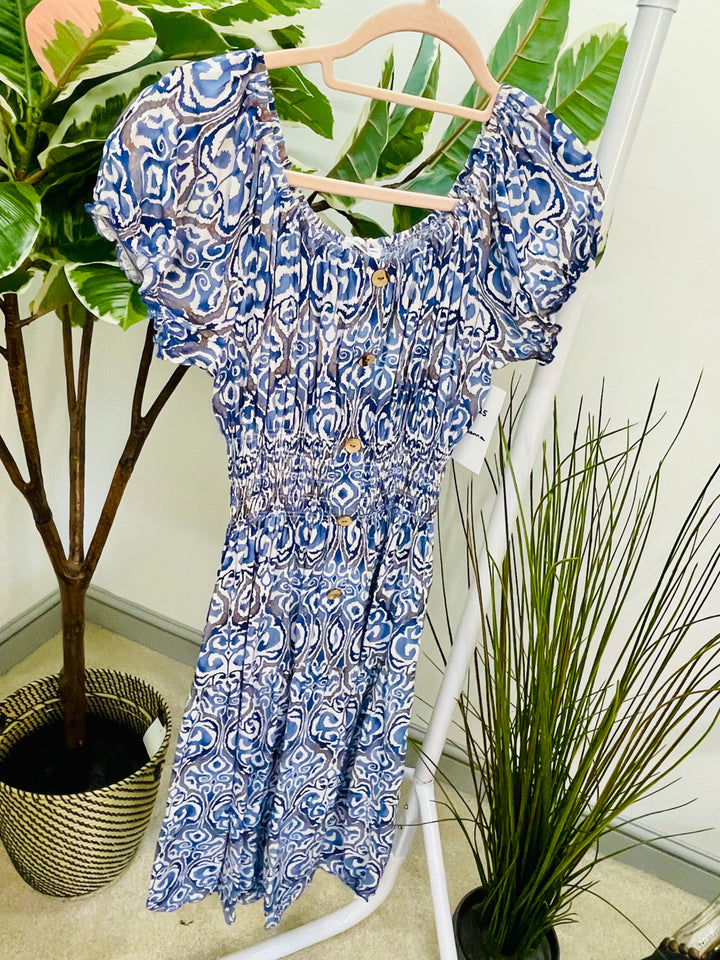 LADIES SUMMER MIDI DAY DRESS - LILAC, BEIGE, BLUE & KHAKI