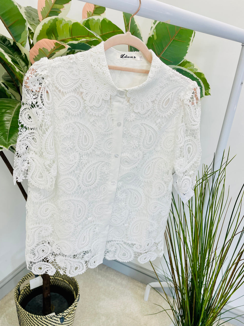LADIES WHITE LACE BLOUSE TOP