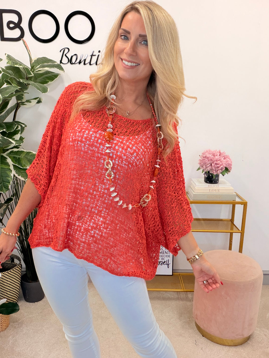 Ladies Oversize Crochet Poncho Top - Lime, White, Blue, Pink & Orange