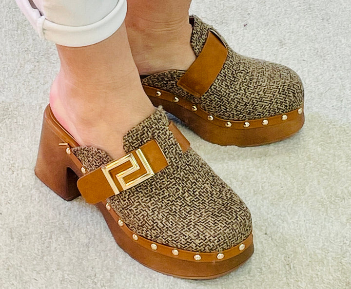 TWEED INSPIRED CLOG SHOES ( JU1588 ) - sizes 3 to 8