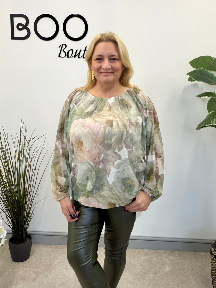 LADIES STRETCH NET BLOUSON TOP - NAVY, KHAKI, YELLOW & NAVY