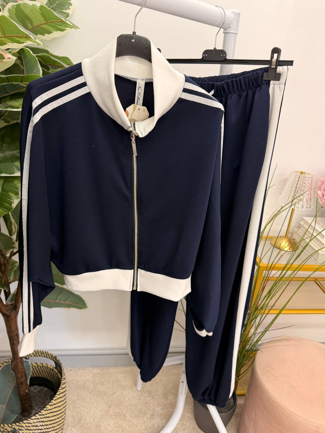 Ladies Fashion Sports Luxe Scuba Trouser Co Ord - Navy, Wine & Brown