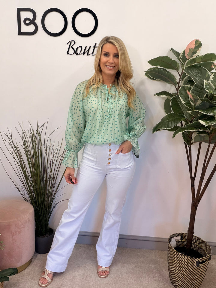 The MINNY white wide leg jeans - sizes 8 to 14