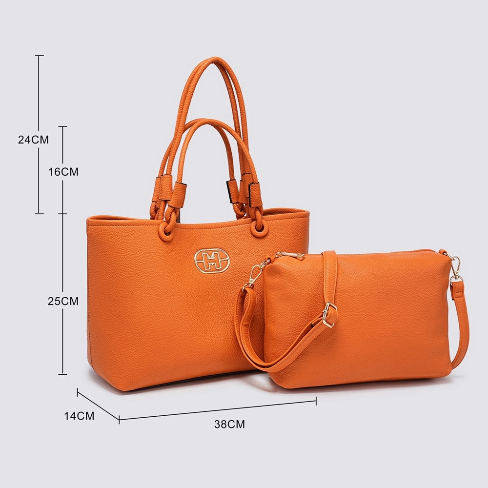 LADIES FASHION TOTE BAG - WHITE, BLACK & SILVER