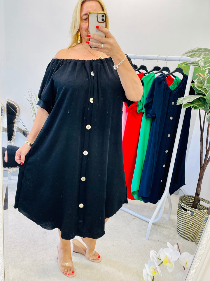 LADIES LOOSE FIT BARDOT SUMMER MIDI DRESS 