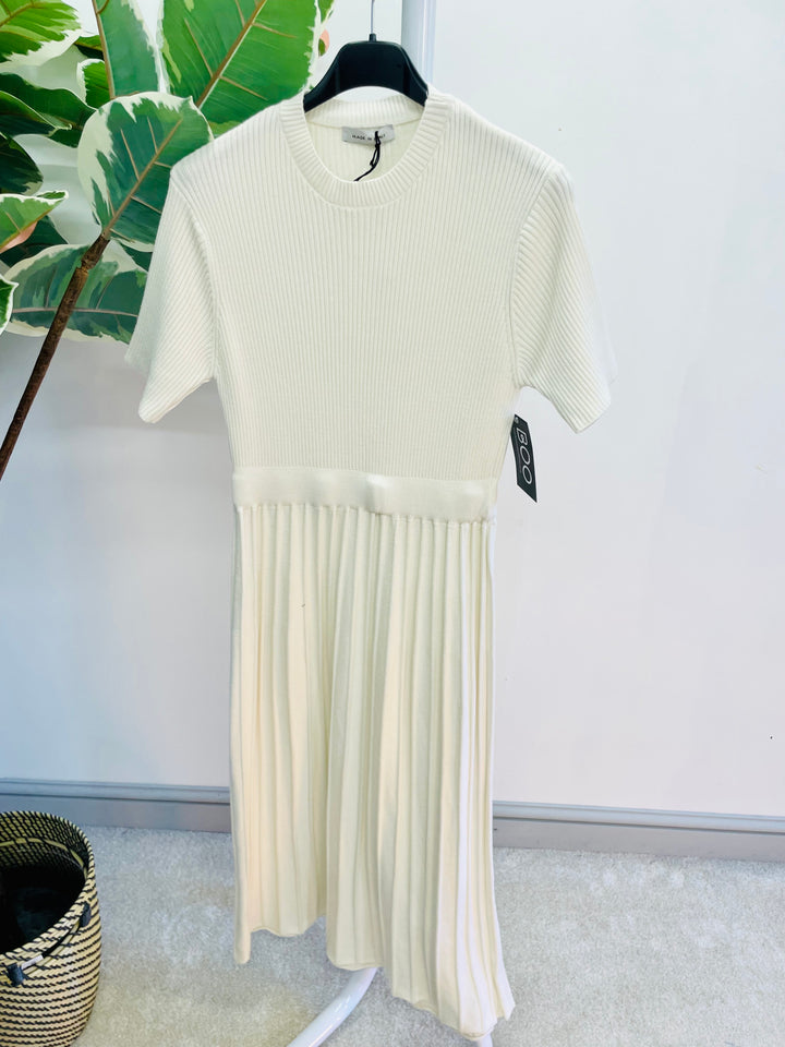LADIES WOMENS CREAM KNITTED SPRING JUMPER DRESS