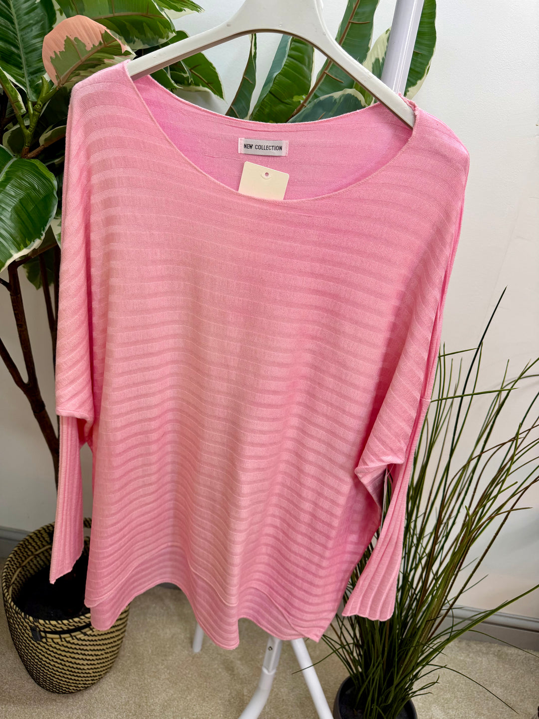 LADIES FINE KNIT LOOSE FIT TOP - MINT, BLUE, YELLOW, WHITE, PINK, MOCHA