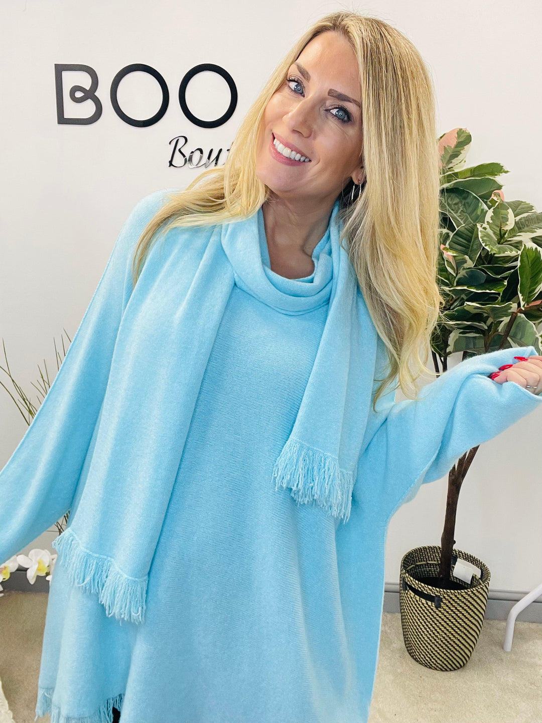 LADIES OVERSIZE JUMPER & SCARF SET MINT