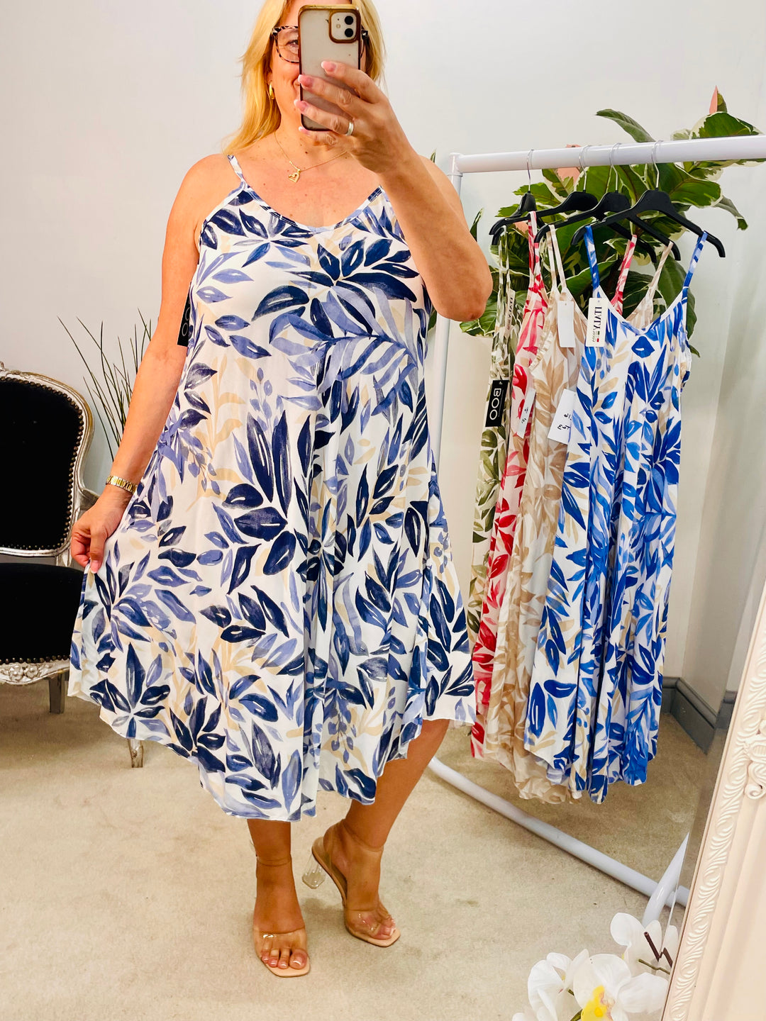 LADIES SUMMER MIDI HOLIDAY SUN DRESS - BEIGE, NAVY, BLUE, RED & KHAKI