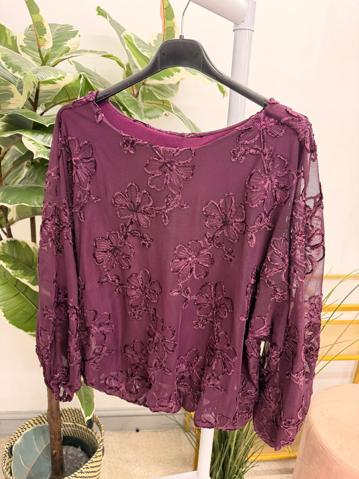 The MARIE sequin sparkly lacy party top - 3 colours