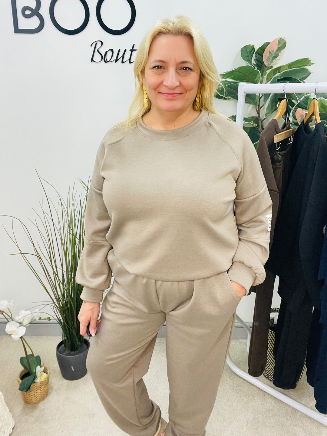 LADIES SCUBA JOGGER TROUSER CO ORD SET - BLACK, NAVY, MOCHA, BROWN