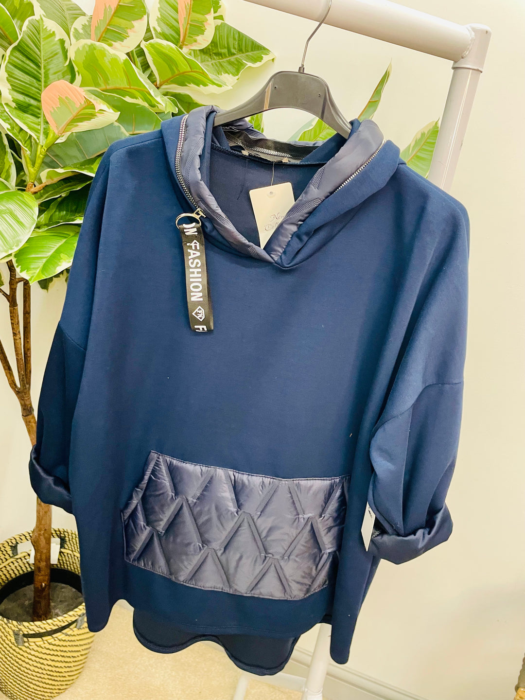 LADIES SCUBA HOODIE TOP - BLACK, NAVY, BURGUNDY, KHAKI
