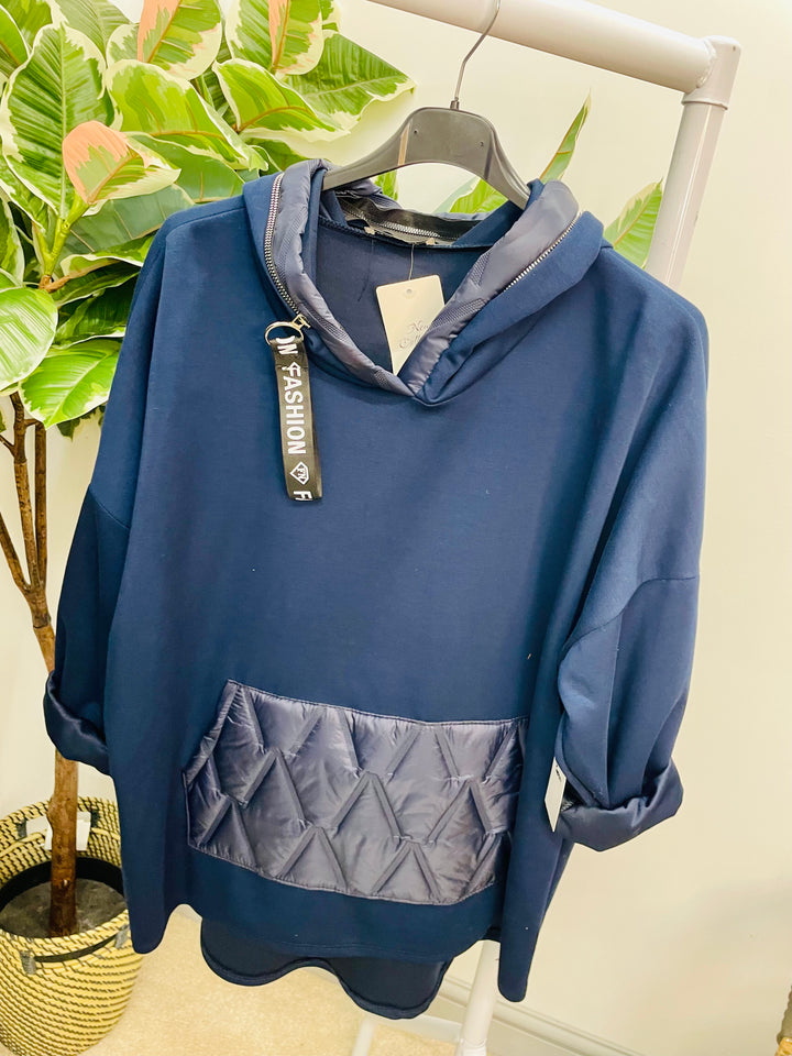 LADIES SCUBA HOODIE TOP - BLACK, NAVY, BURGUNDY, KHAKI