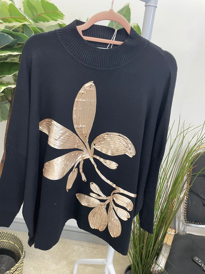 LADIES OVERSIZE LOOSE FIT JUMPER SWEATER BLACK