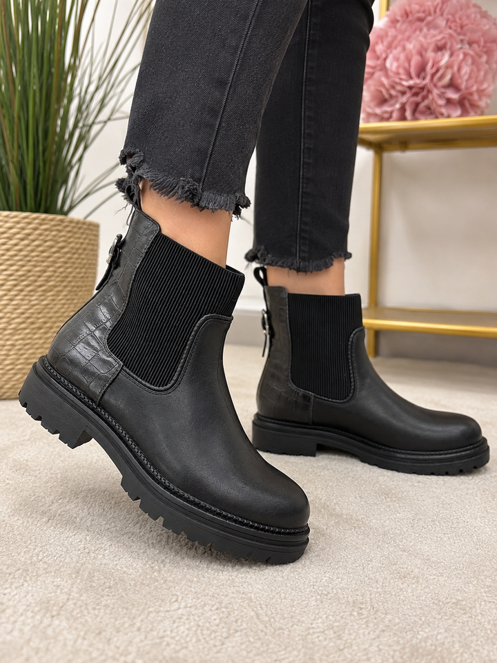 Black Flat Ankle Dealer Boots ( M844 ) sizes 3 to 8