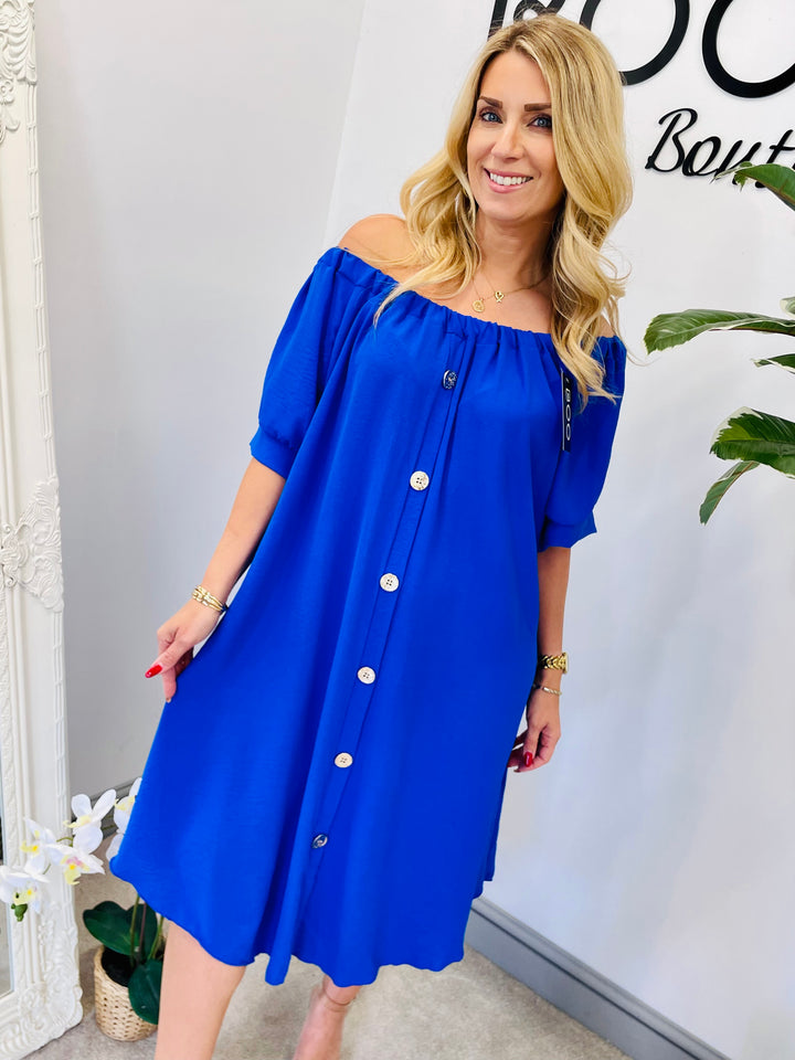 LADIES LOOSE FIT BARDOT SUMMER MIDI DRESS 