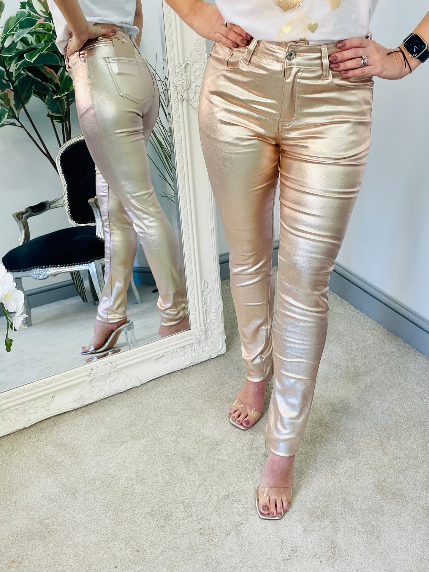 The PETRA rose gold metallic jeans - size 8 to 16