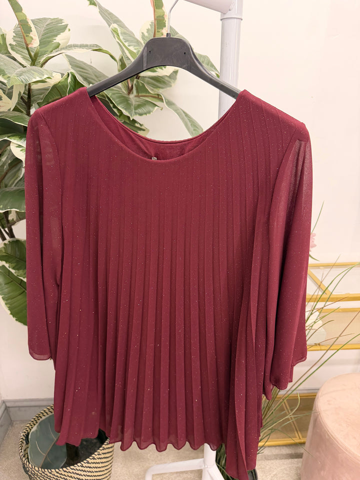 The LAUREN sparkly chiffon pleated top - 3 colours