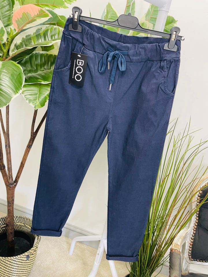 LADIES WOMENS SMART STRETCH MAGIC TROUSERS NAVY