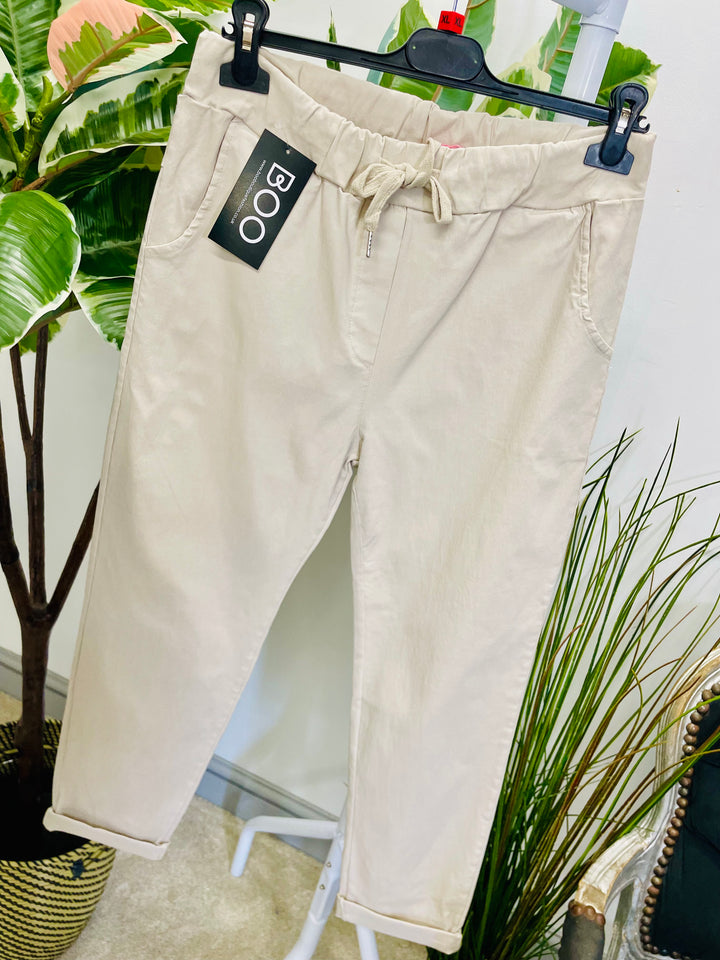 LADIES WOMENS CURVE STRETCH SMART MAGIC TROUSERS - SIZE 16 TO 22 BEIGE