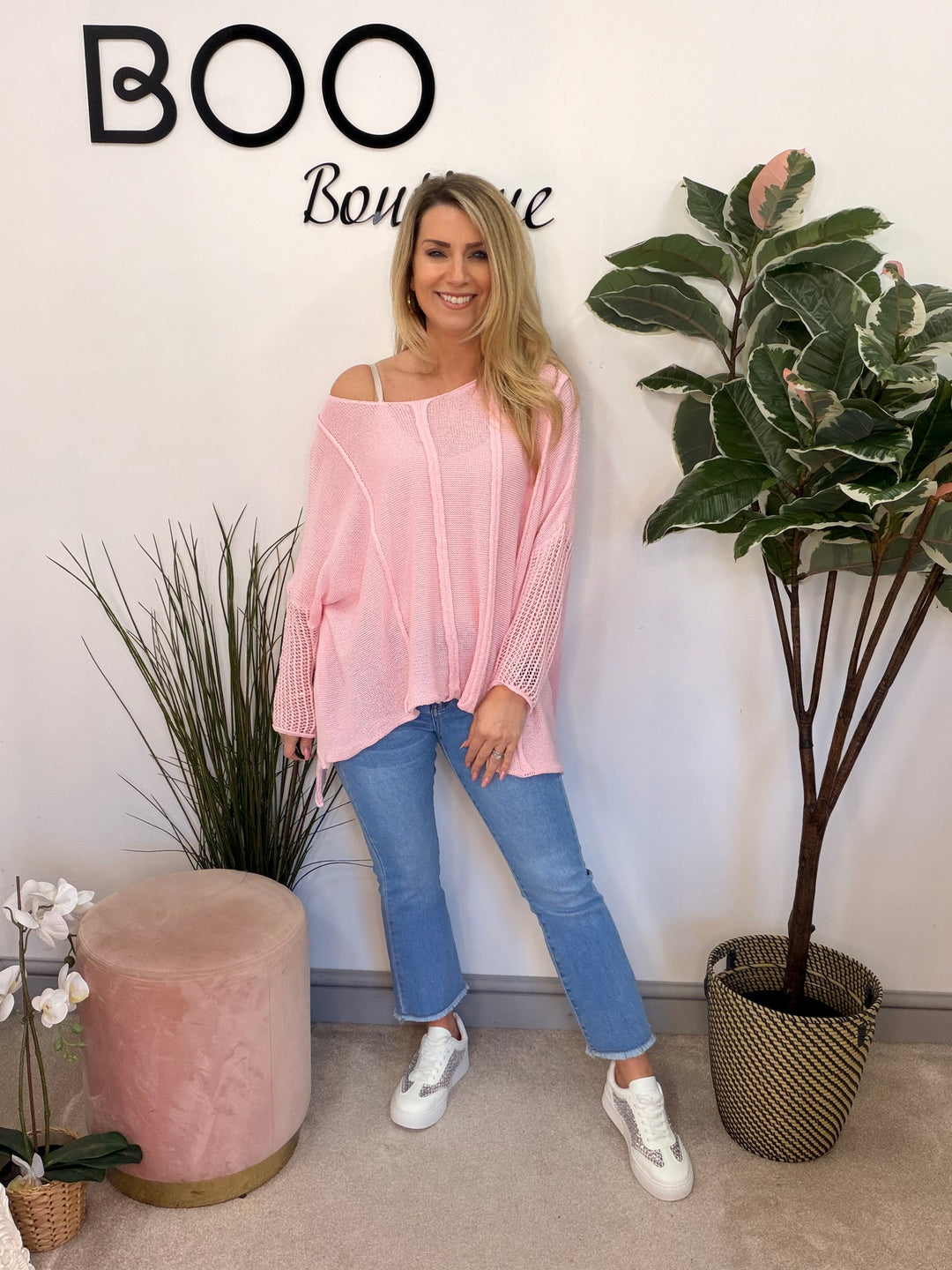 Ladies Fashion Oversize Top - yellow, beige, pink, white, fuschia and blue