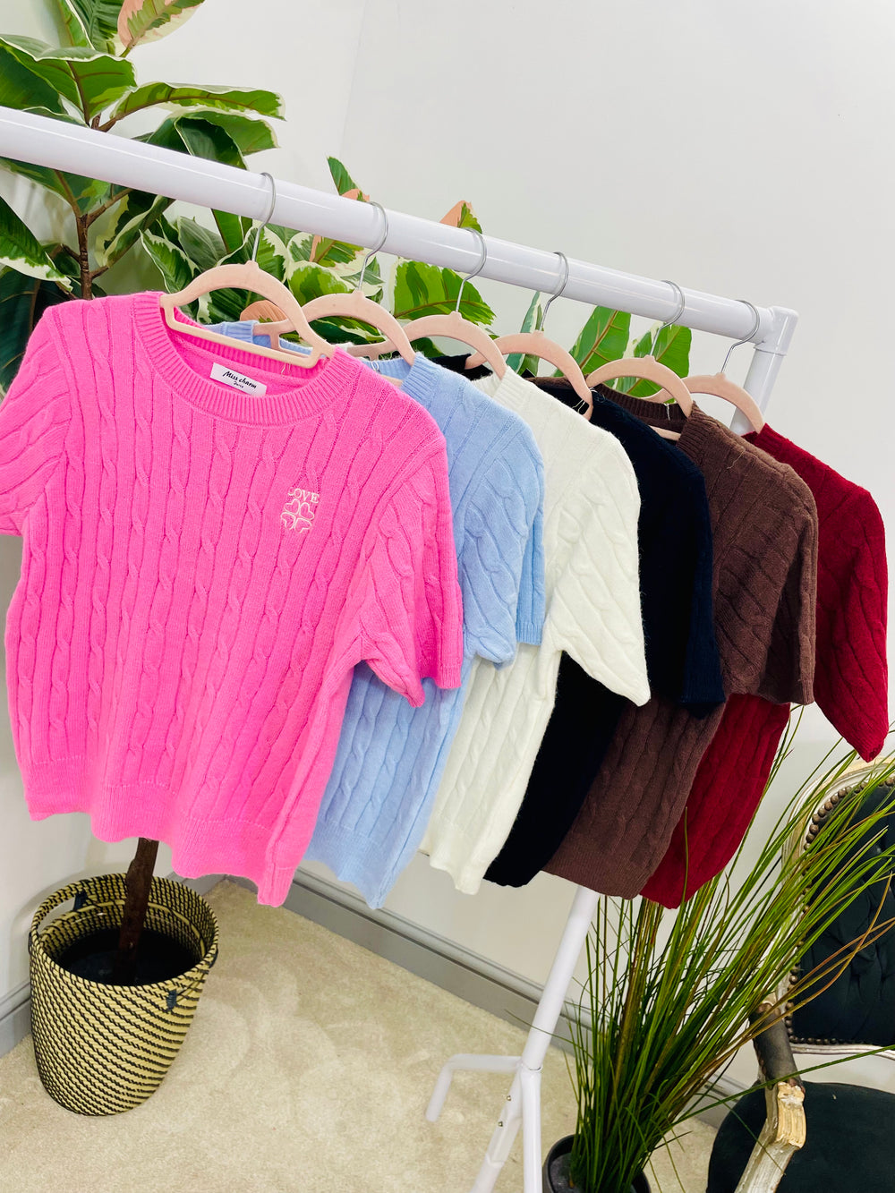 LADIES CABLE KNIT INSPIRED SHORT SLEEVE JUMPER 