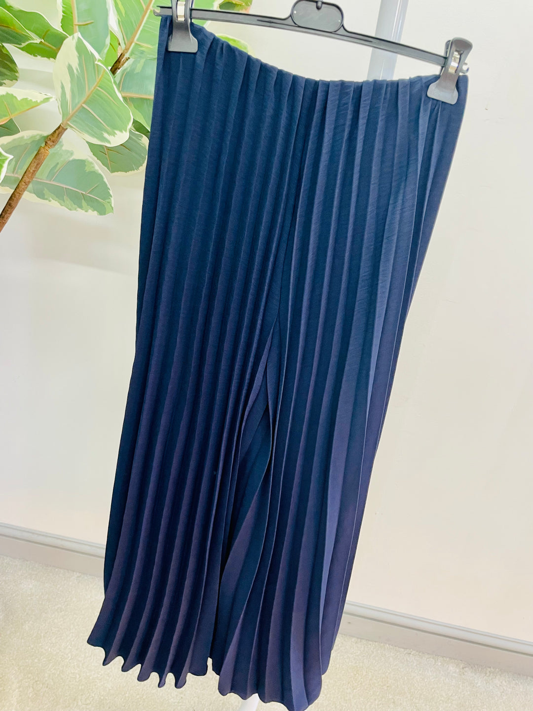 LADIES WOMENS PLEATED WIDE LEG PALAZZO CULOTTE TROUSERS - ROYAL BLUE, NAVY, BLACK, CAMEL, GREEN