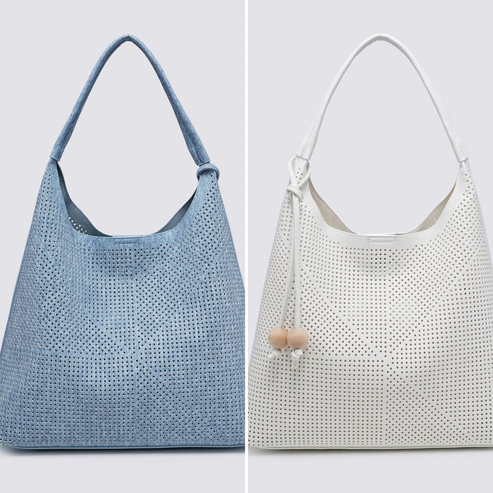 The ZOE slouch bag - blue and white